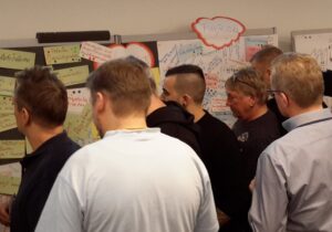 Team entwickelt Innovative Loesungen im agilen Workshop